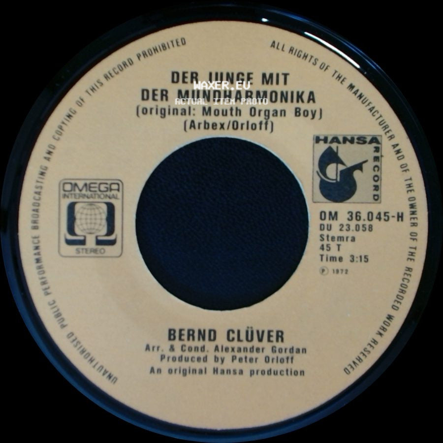 Bernd Clüver - Sie Kommt Wieder / Der Junge Mit Der Mundharmonika (Original: Mouth Organ Boy) side B