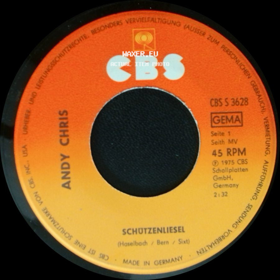 Andy Chris - Solang' Es Noch Die Sonne Gibt / Schutzenliesel side B