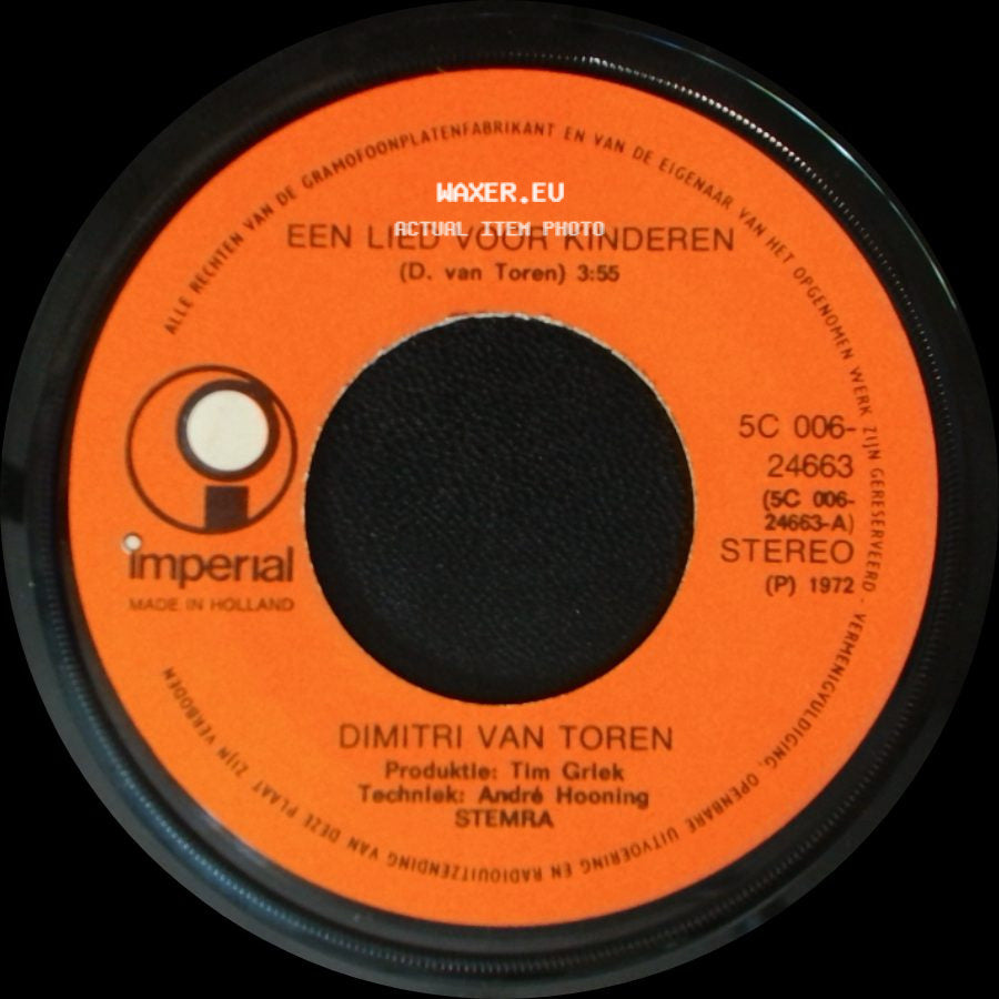 Dimitri Van Toren - En Speel De Wind En Het Ponypaard Aan Elkaar / Een Lied Voor Kinderen side B