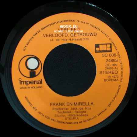 Frank En Mirella - Verliefd, Verloofd, Getrouwd / Morgenvroeg side A
