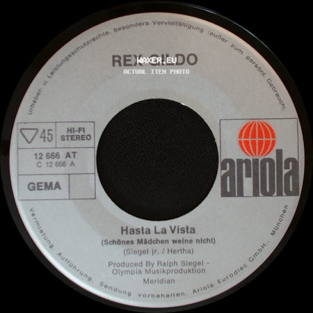 Rex Gildo - Veracruz / Hasta La Vista (Schönes Mädchen Weine Nicht) side B