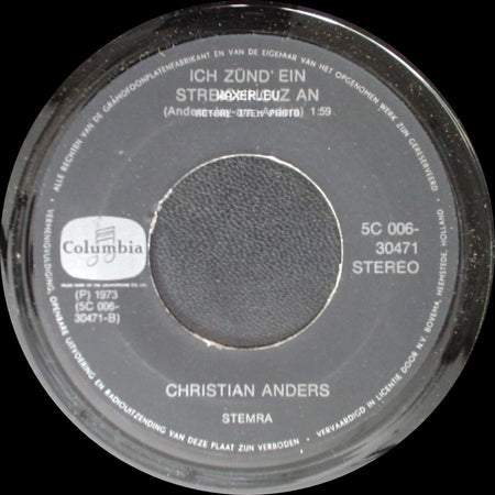 Christian Anders - Ich Zünd' Ein Streichholz An / Das Schiff Der Grossen Illusionen side A