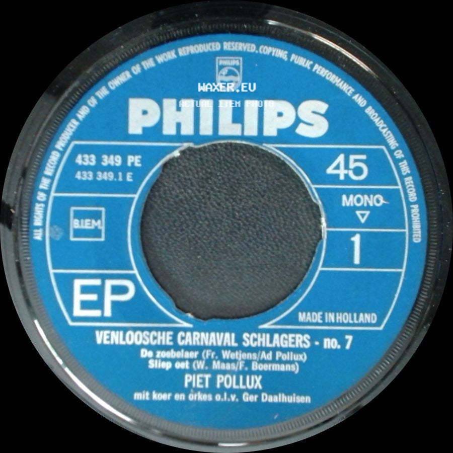 Piet Pollux / Piet Peetjens - Venloosche Carnaval Schlagers - No. 7 / Venloosche Carnaval Schlagers - No. 7 side A