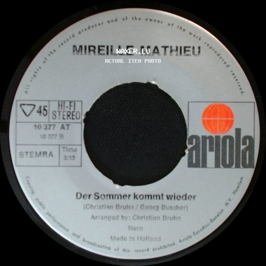 Mireille Mathieu - Akropolis Adieu / Der Sommer Kommt Wieder side B