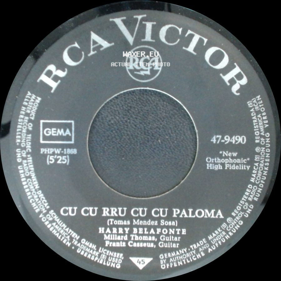 Harry Belafonte - Merci Bon Dieu / Cu Cu Rru Cu Cu Paloma side B