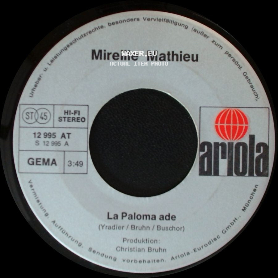 Mireille Mathieu - La Paloma Ade / Mein Letzter Tanz side A