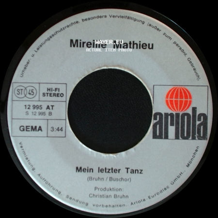 Mireille Mathieu - La Paloma Ade / Mein Letzter Tanz side B