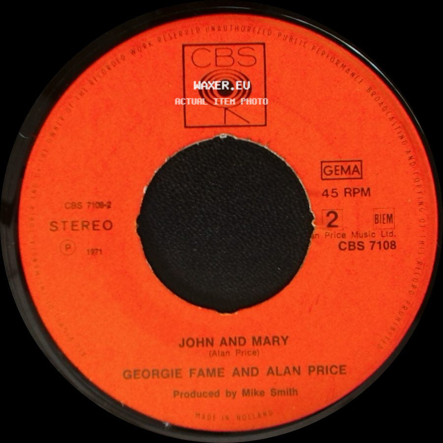 Georgie Fame And Alan Price - John And Mary / Rosetta side A