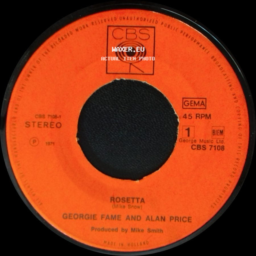 Georgie Fame And Alan Price - John And Mary / Rosetta side B