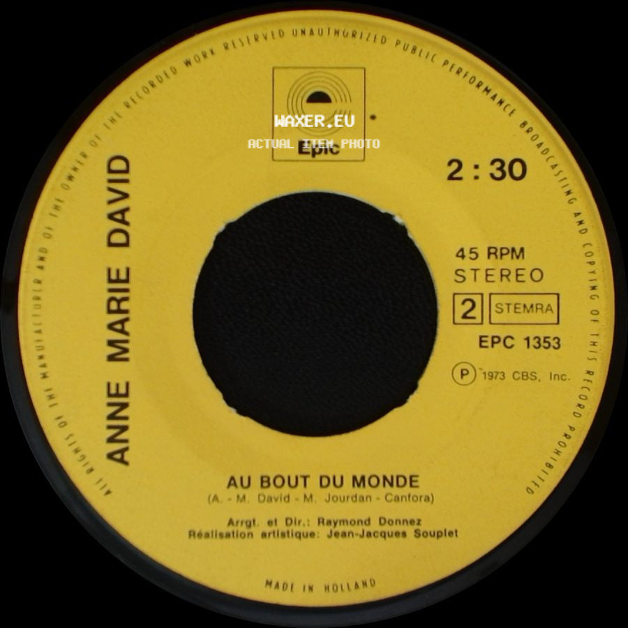 Anne Marie David - Au Bout Du Monde / Tu Te Reconnaitras side A