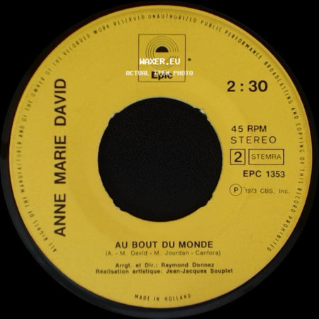 Anne Marie David - Au Bout Du Monde / Tu Te Reconnaitras side A