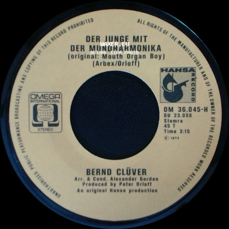 Bernd Clüver - Sie Kommt Wieder / Der Junge Mit Der Mundharmonika side B