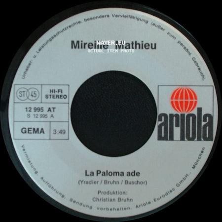 Mireille Mathieu - La Paloma Ade / Mein Letzter Tanz side A