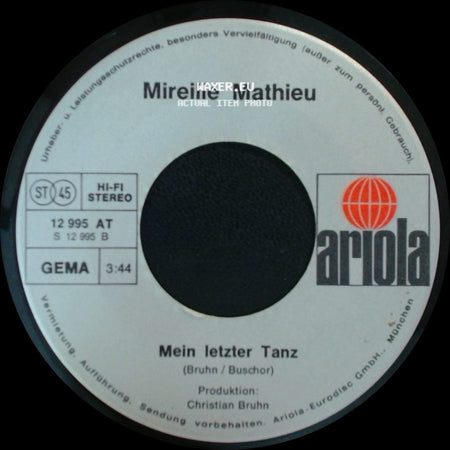 Mireille Mathieu - La Paloma Ade / Mein Letzter Tanz side B