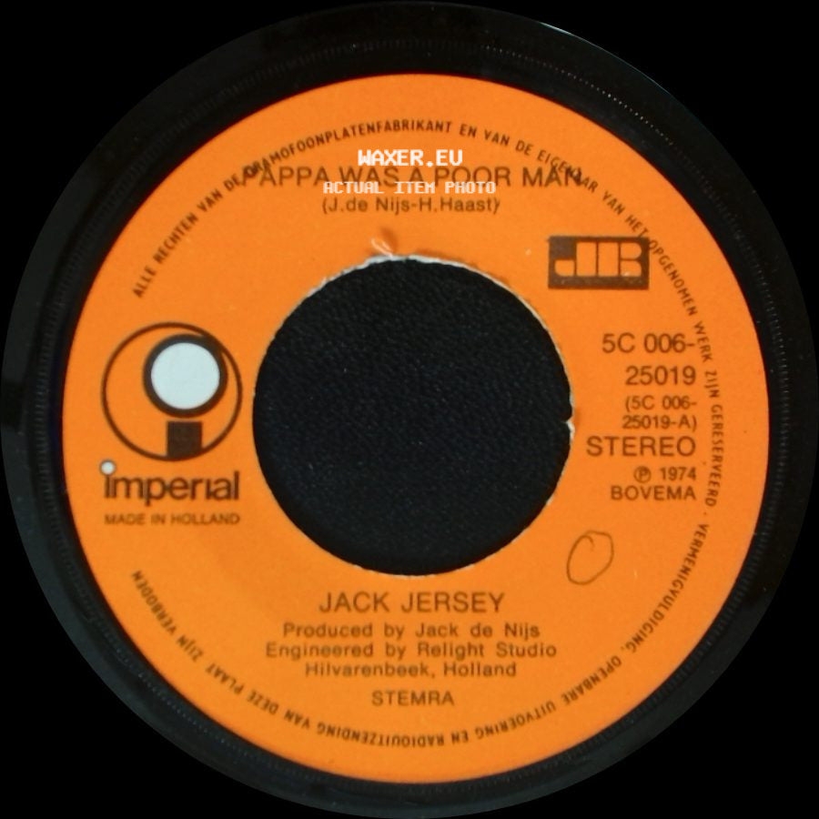 Jack Jersey - No Regrets / Pappa Was A Poor Man side B