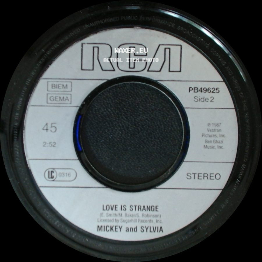Bill Medley And Jennifer Warnes / Mickey And Sylvia - (I've Had) The Time Of My Life / Love Is Strange side B