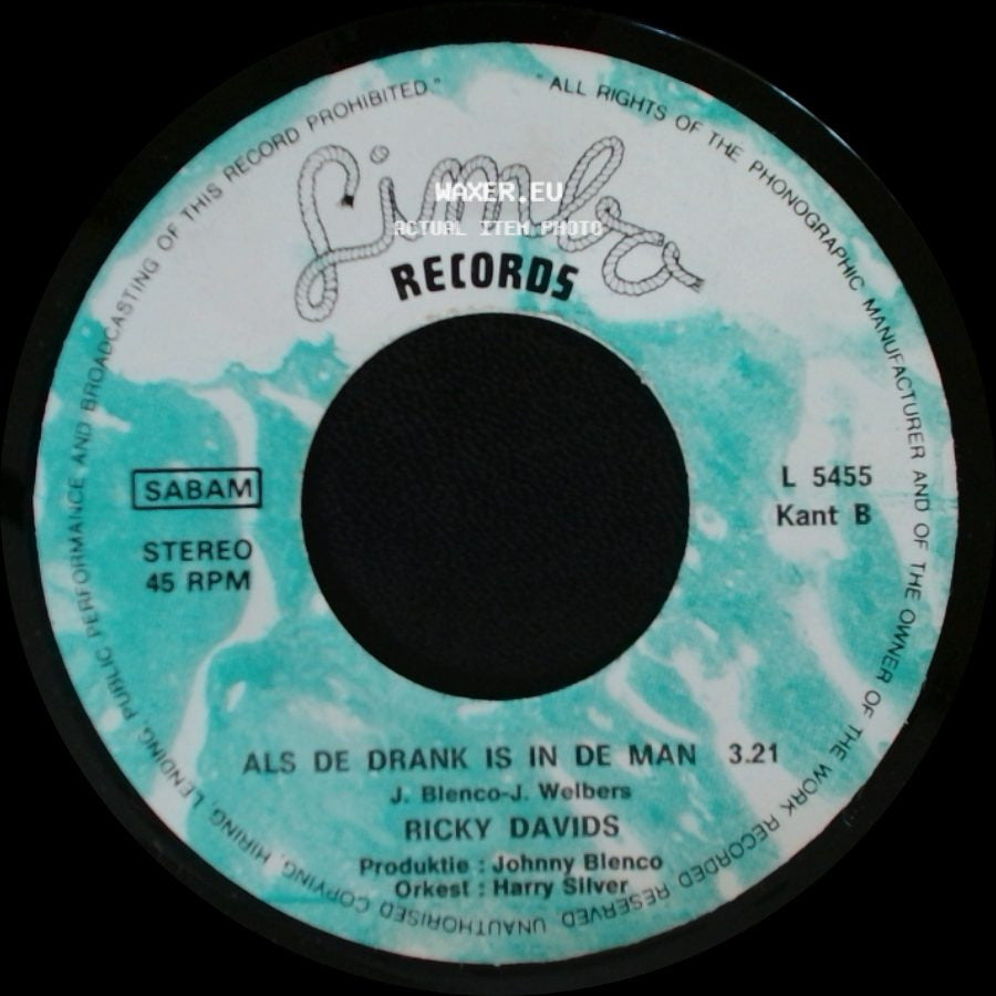 Ricky Davids - Als De Drank Is In De Man / Mandolinen Bij Maanlicht side A