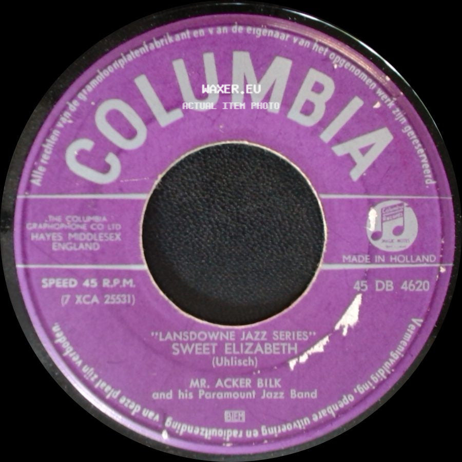Mr. Acker Bilk And His Paramount Jazz Band - Sweet Elizabeth / Pretty Boy side A