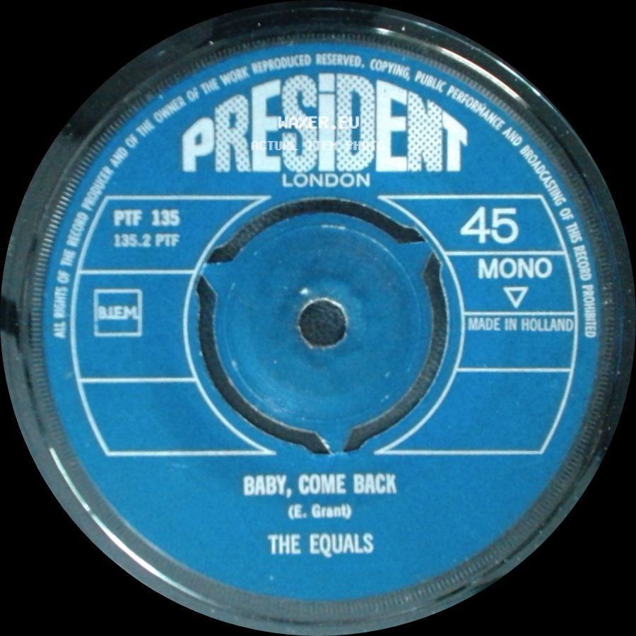 The Equals - Hold Me Closer / Baby, Come Back side B