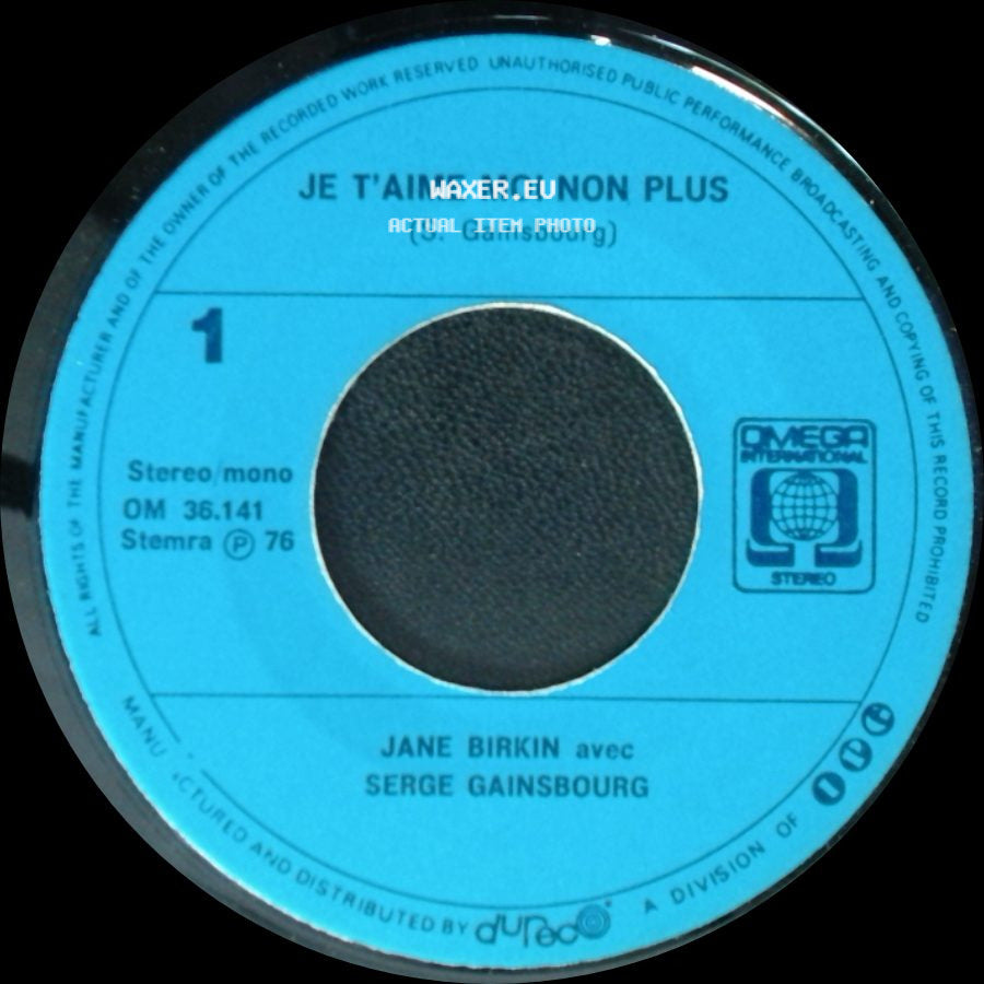Jane Birkin / Jane Birkin Avec Serge Gainsbourg - Jane B. / Je T'aime Moi Non Plus side B