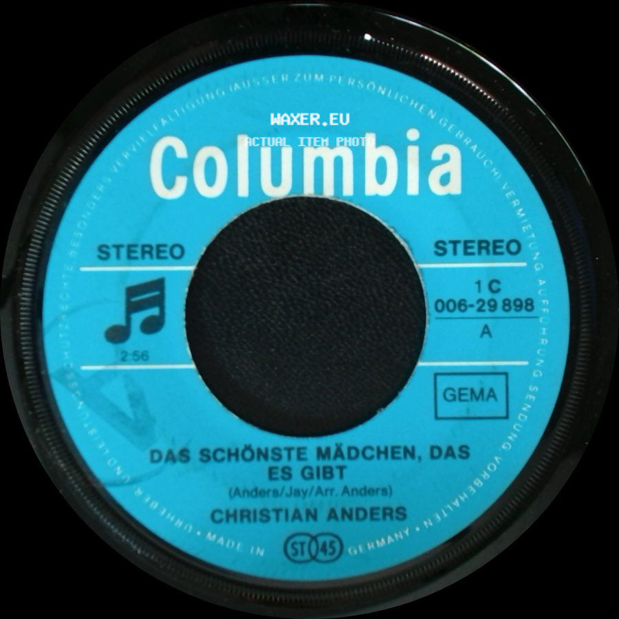 Christian Anders - Das Schönste Mädchen, Das Es Gibt / Maria Lorena side A