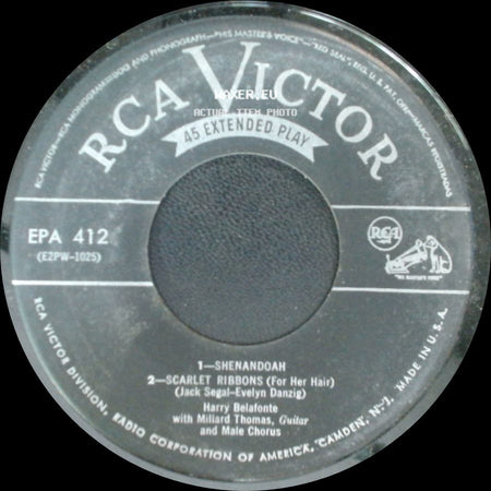 Harry Belafonte - 1 - Man Smart (Woman Smarter); 2 - Jerry (This Timber Got To Roll) / Shenandoah / Scarlet Ribbons (For Her Hair) side B