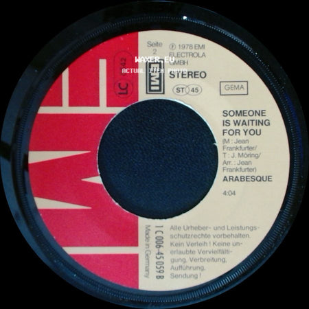 Arabesque - Friday Night / Someone Is Waiting For You side B