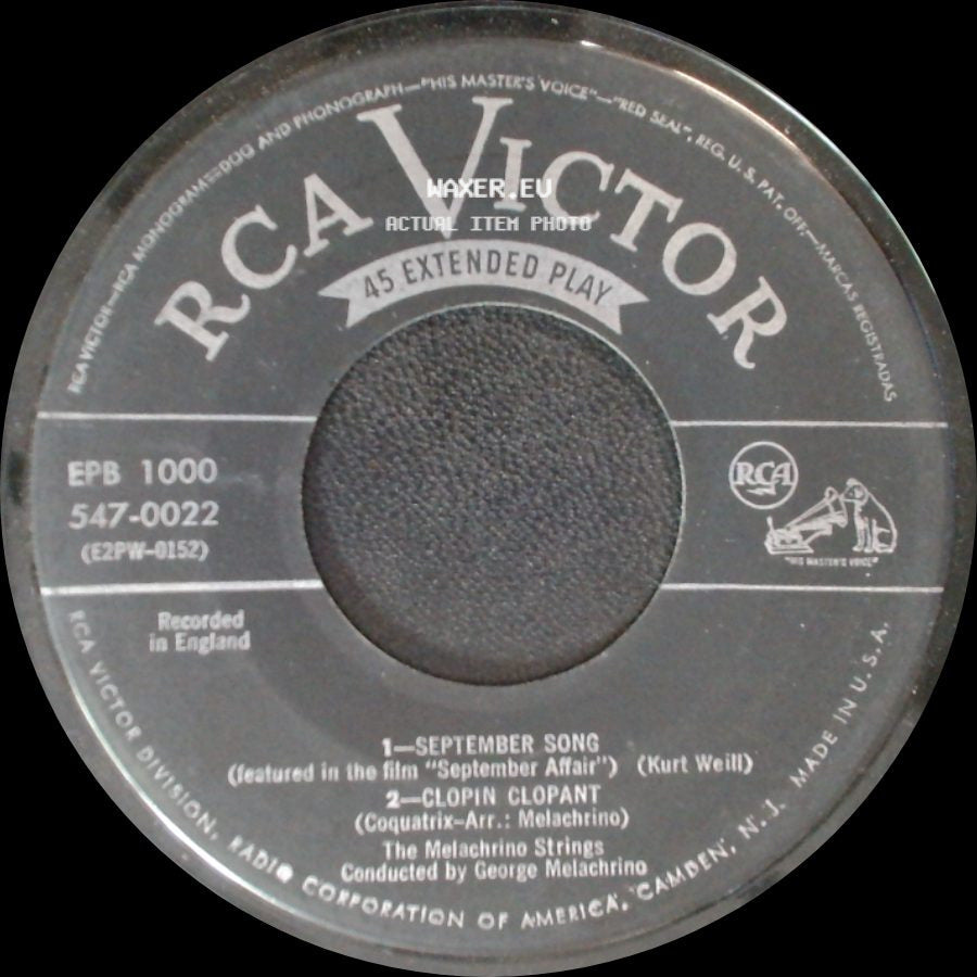 The Melachrino Strings - Diane (I'm In Heaven When I See You Smile) / Too Young / 1 - September Song / 2 - Clopin Clopant side B