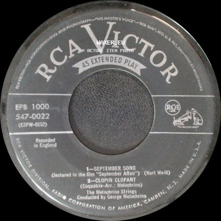 The Melachrino Strings - Diane (I'm In Heaven When I See You Smile) / Too Young / 1 - September Song / 2 - Clopin Clopant side B