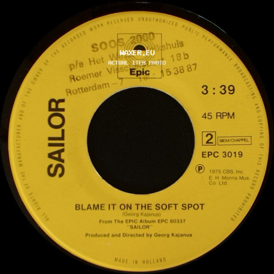 Sailor - Sailor / Blame It On The Soft Spot side B