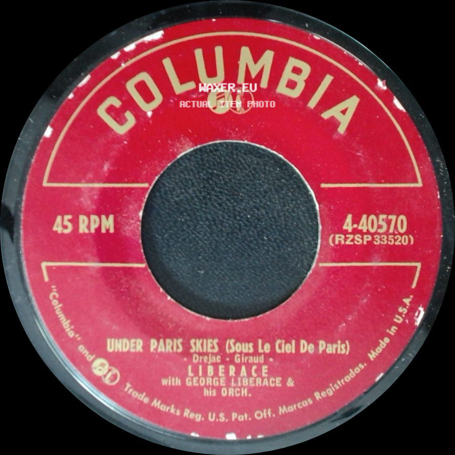Liberace / Liberace With George Liberace & His Orch. - Sincerely Yours / Under Paris Skies (Sous Le Ciel De Paris) side B