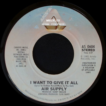 Air Supply - I Want To Give It All / The One That You Love side A