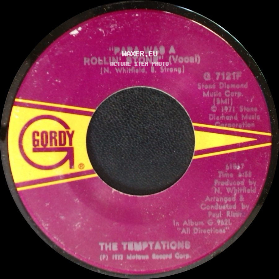 The Temptations - Papa Was A Rollin' Stone / Papa Was A Rolling Stone (Instrumental) side A