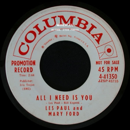 Les Paul And Mary Ford - At The Sav-A-Penny Super Store / All I Need Is You side B