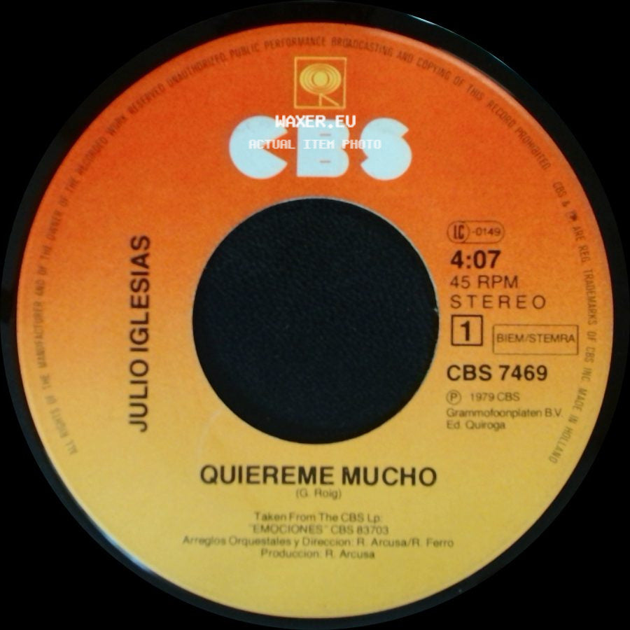 Julio Iglesias - Con Una Pinta Asi / Quiereme Mucho side B