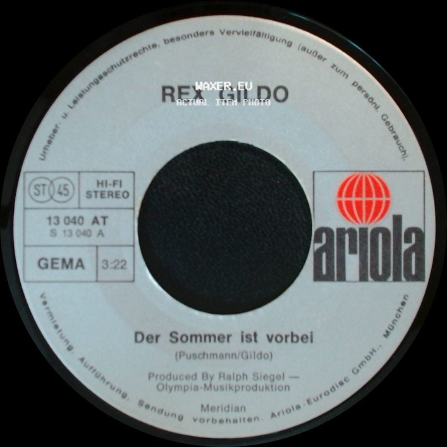 Rex Gildo - Frei Wie Ein Vogel Im Wind / Der Sommer Ist Vorbei side B