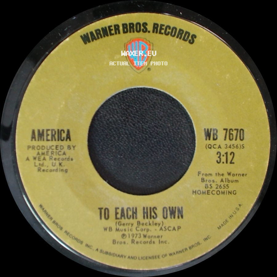 America - Don't Cross The River / To Each His Own side B