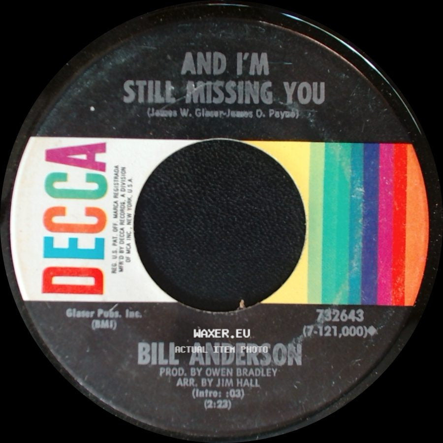 Bill Anderson And The Po' Boys / Bill Anderson - Love Is A Sometimes Thing / And I'm Still Missing You side B