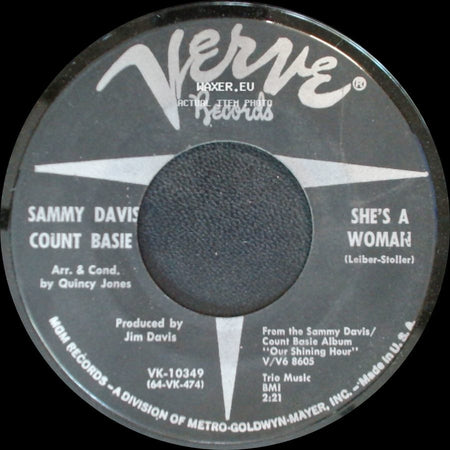 Sammy Davis Count Basie - She's A Woman / You're Nobody Till Somebody Loves You side A