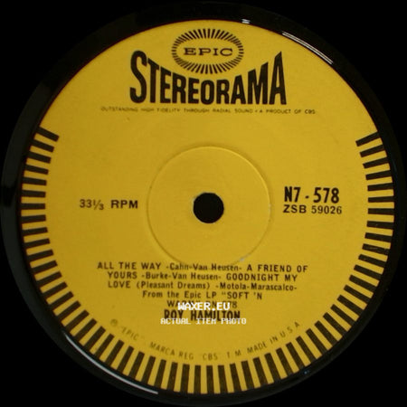 Roy Hamilton - I Fall In Love Too Easily / If You Were The Only Girl / Homesick / That's All / All The Way - A Friend Of Yours - Goodnight My Love (Pleasant Dreams) side B