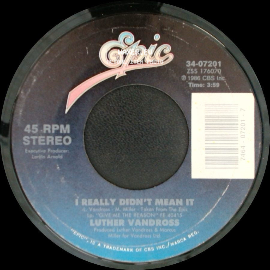 Luther Vandross - I Really Didn't Mean It (Instrumental Version) / I Really Didn't Mean It side B