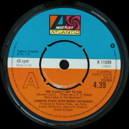 Roberta Flack With Donny Hathaway / Roberta Flack - The Closer I Get To You / Love Is The Healing side A