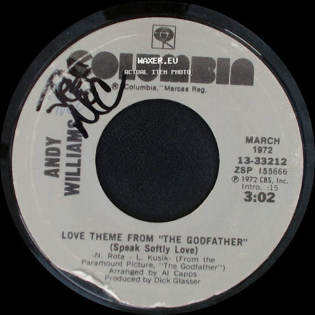 Andy Williams - Love Theme From "The Godfather" (Speak Softly Love) / A Fool Never Learns side A