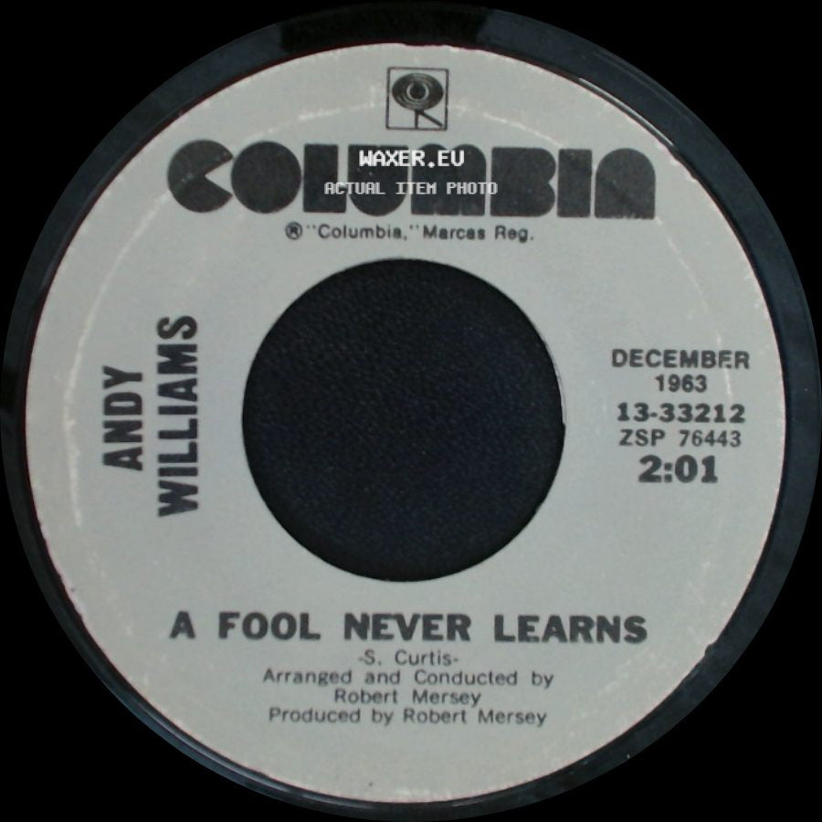 Andy Williams - Love Theme From "The Godfather" (Speak Softly Love) / A Fool Never Learns side B