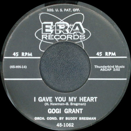 Gogi Grant - I Don't Want To Walk Without You / I Gave You My Heart side B