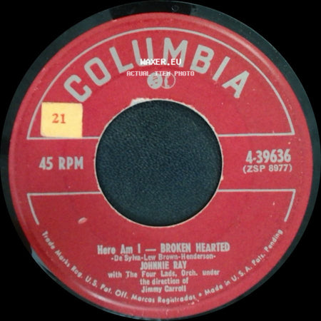 Johnnie Ray - Please, Mr. Sun / Hero Am I - Broken Hearted side B