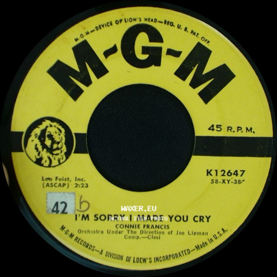 Connie Francis - Lock Up Your Heart / I'm Sorry I Made You Cry side B