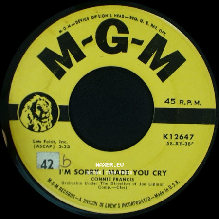 Connie Francis - Lock Up Your Heart / I'm Sorry I Made You Cry side B