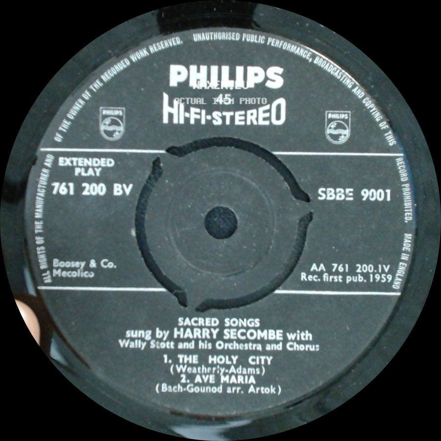 Harry Secombe - Sacred Songs / Sacred Songs side A