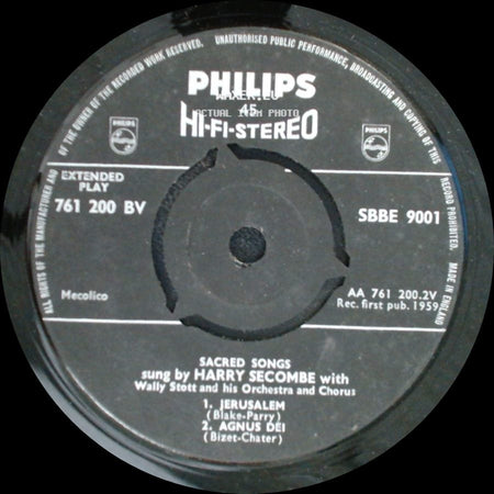 Harry Secombe - Sacred Songs / Sacred Songs side B